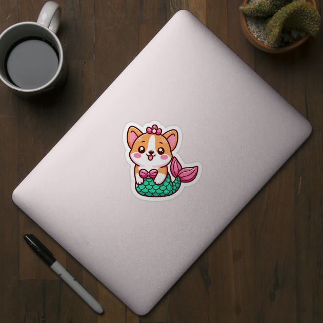 Kawaii corgi girl mermaid by WellnerCreations